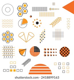 Moderne geometrische Vektor-Formen auf weißem Hintergrund Geometrische Memphis-Formen