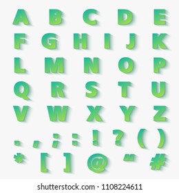 Modern vector gradient paper cut alphabet letters set.