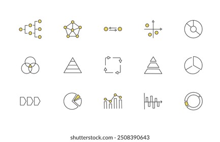 Ícones modernos do gráfico vetorial: simples Line-art para visualização de dados e design infográfico