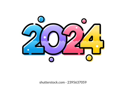 Gráfico vectorial moderno del logotipo 2024 feliz año nuevo, texto 2024 plantilla vector editable y redimensionable EPS 10