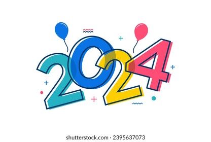 Gráfico vectorial moderno del logotipo 2024 feliz año nuevo, texto 2024 plantilla vector editable y redimensionable EPS 10