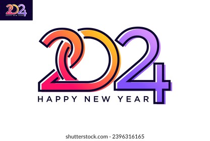 Modern vector graphic of 2024 logo happy new year, text 2024 template vector editable and resizable EPS 10