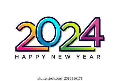 Modern vector graphic of 2024 logo happy new year, text 2024 template vector editable and resizable EPS 10