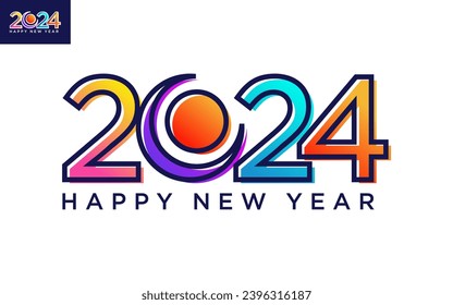 Gráfico vectorial moderno del logotipo 2024 feliz año nuevo, texto 2024 plantilla vector editable y redimensionable EPS 10