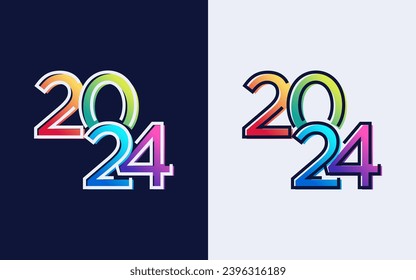 Gráfico vectorial moderno del logotipo 2024 feliz año nuevo, texto 2024 plantilla vector editable y redimensionable EPS 10