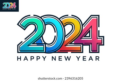 Modern vector graphic of 2024 logo happy new year, text 2024 template vector editable and resizable EPS 10