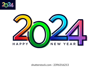 Gráfico vectorial moderno del logotipo 2024 feliz año nuevo, texto 2024 plantilla vector editable y redimensionable EPS 10