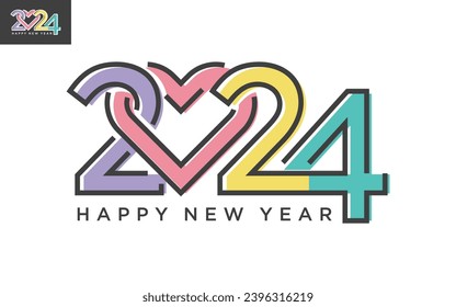 Gráfico vectorial moderno del logotipo 2024 feliz año nuevo, texto 2024 plantilla vector editable y redimensionable EPS 10