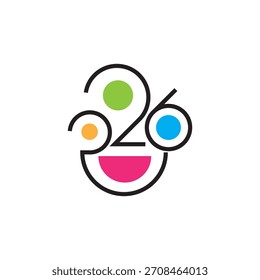 Un gráfico de Vector moderno que combina líneas abstractas y Formas geométricas audaces en colores vibrantes para formar una cara o emoticono estilizado y sonriente, adecuado para el diseño de logotipos y la marca.