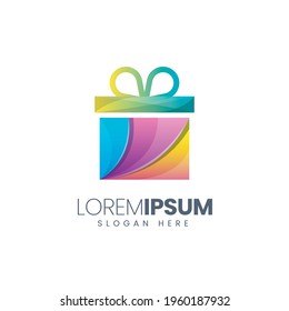 modern vector graphic gift box colorful logo good for technology logo,brithday logo,party logo,company logo,dummy logo,bussiness logo