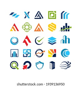 Conjunto gráfico vectorial moderno de ideas de diseño de logotipo de negocios.