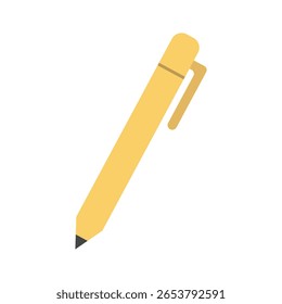 Um gráfico vetorial moderno mostrando uma caneta amarela, ideal para representar produtividade, criatividade e escrita.