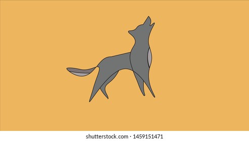 Modern vector gray wolf design isolated on orange background to be used as a logo/wallpaper or in other concepts