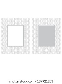 Modern Vector Grey on White Square Frame and Invitation Template Set
