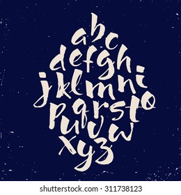 Modern vector hand written alphabet. Calligraphic alphabet. Brushed alphabet. 