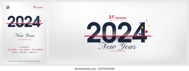 Modern vector happy new year 2024 design. With clean numbers on a clean white background.