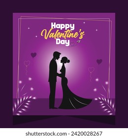 Modern Vector Happy Valentine's Day Couple Dance Social Media Post