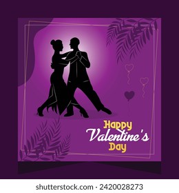 Modern Vector Happy Valentine's Day Couple Dance Social Media Post