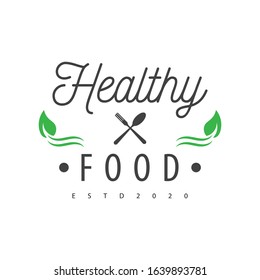 modern vector healthy food in the form of cutlery and lines united with fresh leaves.