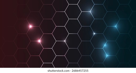 Modern vector hexagon honeycomb background, realistic abstract pattern, bg for tech, game, futuristic digital, medicine, science, technology, bio.