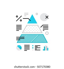 Modern vector icon of analyzing information, data infograpics and flowcharts. Premium quality vector illustration concept. Flat line icon symbol. Flat design image isolated on white background.