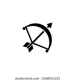 Modern vector icon of archery bow and arrow, symbolizing precision sports.