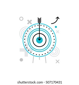 Modern vector icon of business goals, company mission and social aim targeting. Premium quality vector illustration concept. Flat line icon symbol. Flat design image isolated on white background.