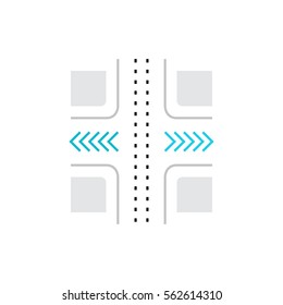 Modern vector icon of decision making crossroads, variants of solving problem. Premium quality vector illustration concept. Flat line icon symbol. Flat design image isolated on white background.