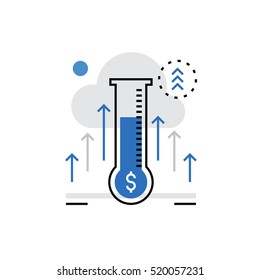 Modern vector icon of fundraising, appeal of money and financial donating. Premium quality vector illustration concept. Flat line icon symbol. Flat design image isolated on white background.