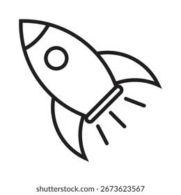 Modern vector icon of a launching rocket for success and discovery concepts.
