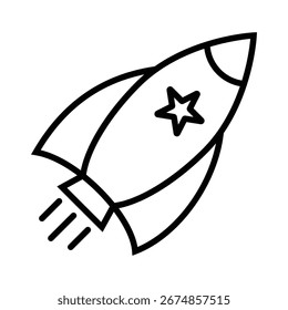Icono de Vector moderno de un cohete de lanzamiento para el éxito y los conceptos de descubrimiento.