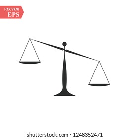 Modern vector icon of law scales balance, financial legislation and juridical system. Premium quality vector illustration concept. Flat line icon symbol. Flat design image isolated on white background