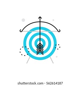 Modern vector icon of marketing goals, campaign mission and social aim targeting. Premium quality vector illustration concept. Flat line icon symbol. Flat design image isolated on white background.