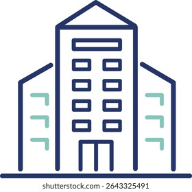 Vetor moderno ícone de um edifício de escritório, ideal para imóveis, coworking, ou uso corporativo. Tópicos editáveis para personalização completa em apresentações, aplicativos ou infográficos.