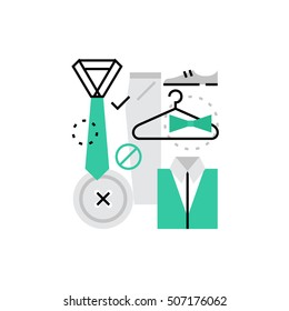 Modern vector icon of proffesional dress code and official wardrobe apparel. Premium quality vector illustration concept. Flat line icon symbol. Flat design image isolated on white background.
