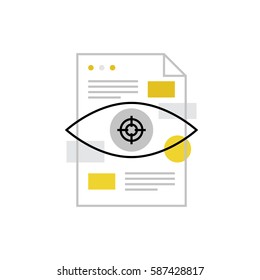 Modern vector icon of project details, strategic vision and related document. Premium quality vector illustration concept. Flat line icon symbol. Flat design image isolated on white background.