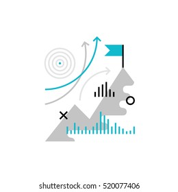 Ícone vetor moderno de alcançar metas de negócios e progresso da missão da empresa. Conceito de ilustração vetorial de qualidade premium. Símbolo de ícone de linha plana. Imagem de design plano isolada em fundo branco.