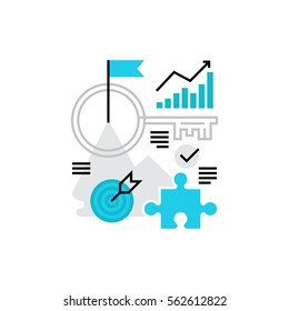 Modern vector icon of reaching company mission goals ?nd business achievements. Premium quality vector illustration concept. Flat line icon symbol. Flat design image isolated on white background.