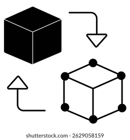 Modern vector icon representing digital twins technology — a virtual replica of physical systems used for real-time simulation, monitoring, and predictive analytics. Ideal for tech presentations 
