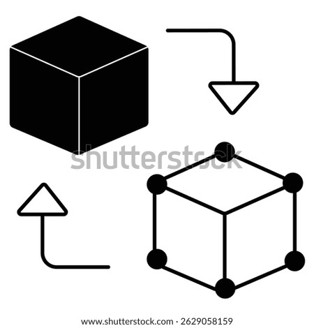 Modern vector icon representing digital twins technology — a virtual replica of physical systems used for real-time simulation, monitoring, and predictive analytics. Ideal for tech presentations 
