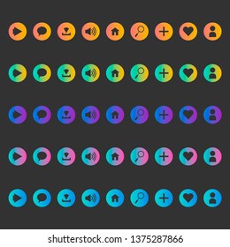 Modern vector icon set, in different gradient and bright colors. For your web or mobile design. 