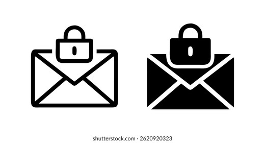 A modern vector icon set featuring encrypted email symbols, suitable for security and technology designs.