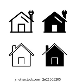 A modern vector icon set featuring home renovation symbols, suitable for construction and DIY designs.
