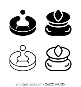A modern vector icon set featuring meditation pillows, suitable for wellness and relaxation designs.