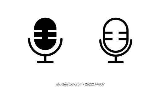 A modern vector icon set featuring microphones, suitable for music and recording designs.