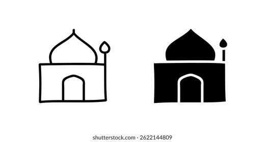 Um moderno conjunto de ícones vetoriais com símbolos de mesquita, adequado para projetos de cultura e religião.