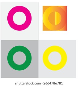  A modern vector icon set featuring colorful circular shapes in different styles and gradients, perfect for app icons, UI elements, and branding.