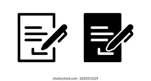 A modern vector icon set showcasing signature contract symbols, suitable for business and legal designs.