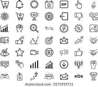 Modern Vector Icon Set for Social Media Marketing and Digital Design Elements	
