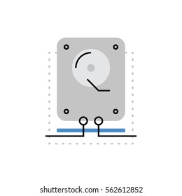 Modern vector icon of system recovery copy, hard disk drive, hdd data storage. Premium quality vector illustration concept. Flat line icon symbol. Flat design image isolated on white background.